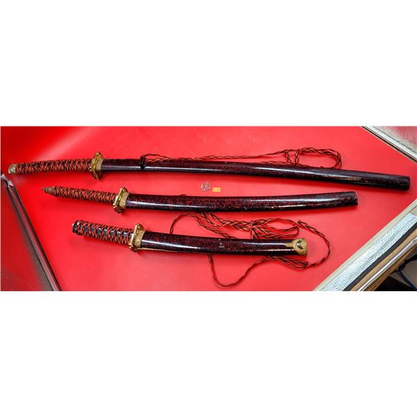 3 Decorative Asian Katanas w/ Sheaths