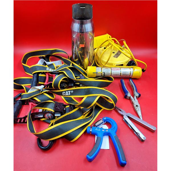 Assorted Tool Lot w/ Multi-Tool, Cat Straps, Retractable Extension Cord, & More