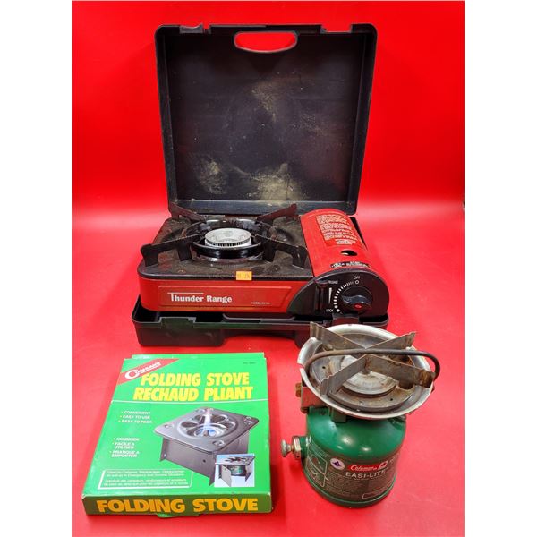 Camping Stove Lot w/ Thunder Range Butane Stove, Folding Stove, & Coleman Easi-Lite
