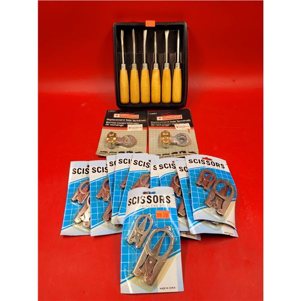 Stainless Steel Scissors, Replacement Side Terminals, & Woodworking Tools