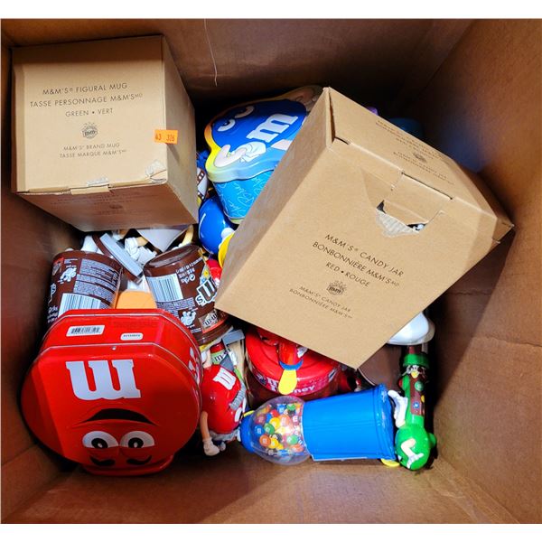 M&M's Collectible Lot w/ Candy Jar, Figural Mug, Lunch Box, & More