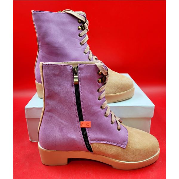 Purple & Tan Combat Boots