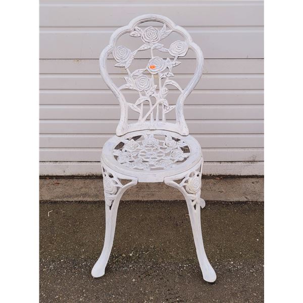 White Cast Iron Chair w/ Rose Accents