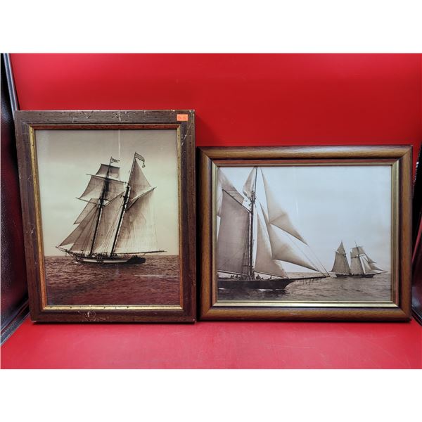 2 Wooden Framed Ship Prints