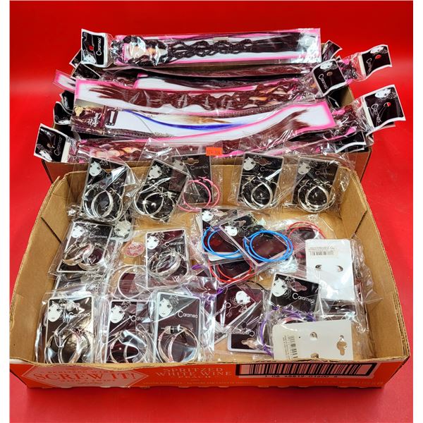 Lot of Assorted Color Caramea Hoop Earrings & Artificial Hair Accessories