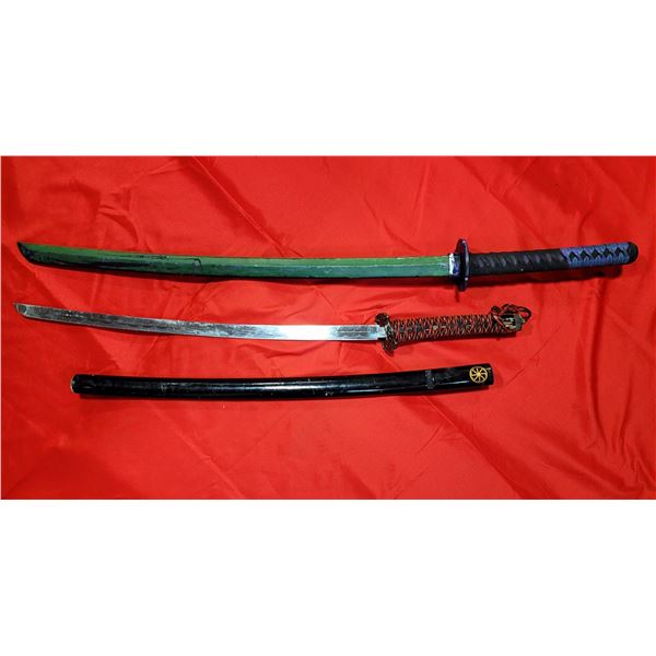 Decorative Asian Katana w/ Sheath & Wooden Practice Sword