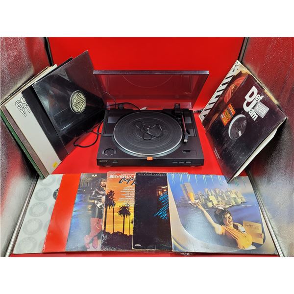 Sony Stereo Turntable System & Assorted Records (Def Jam, Supertramp, etc.)