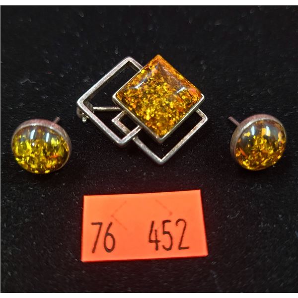 Matching VTG Sterling Silver Brooch & Earrings