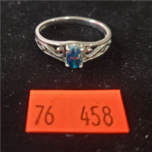 Stainless Steel Ring w/ Blue Stone