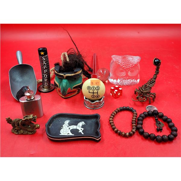 VTG Smalls Lot w/ Nybro Paperweight, Wire Scorpion Art, Native Art, & More