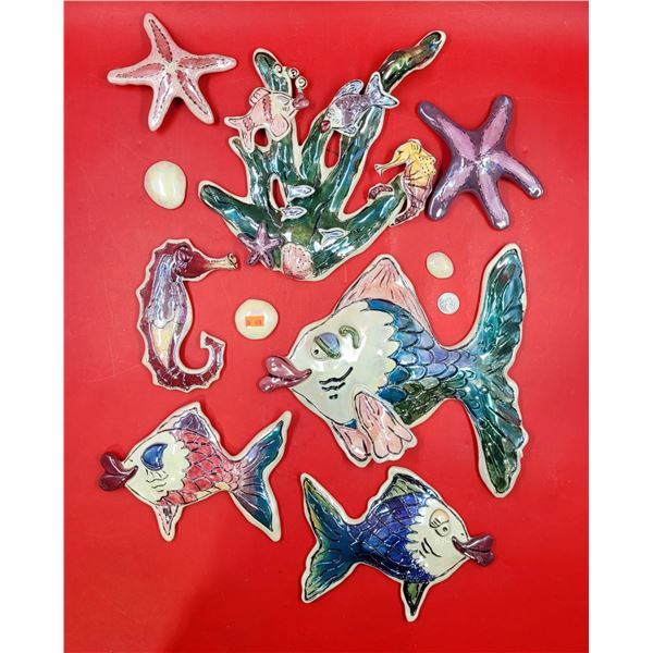 Blue Sky Clayworks Kissy Fish Wall Hangings by Heather Goldminc