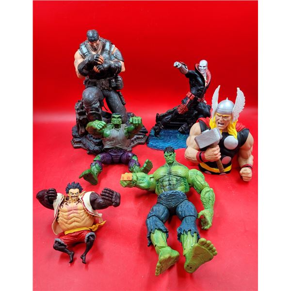 Mostly Action Figure Lot w/ Hulk, Thor, Luffy, & More