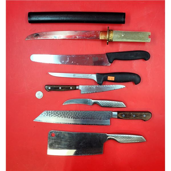 Lot of Assorted Knives w/ Cleaver, Victorinox Knife, & More