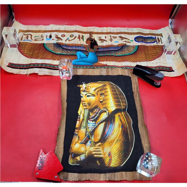 2 Egyptian Paintings on Papyrus & Tree Bark