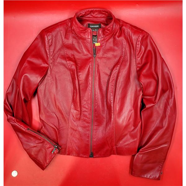 Red Danier Leather Moto Jacket