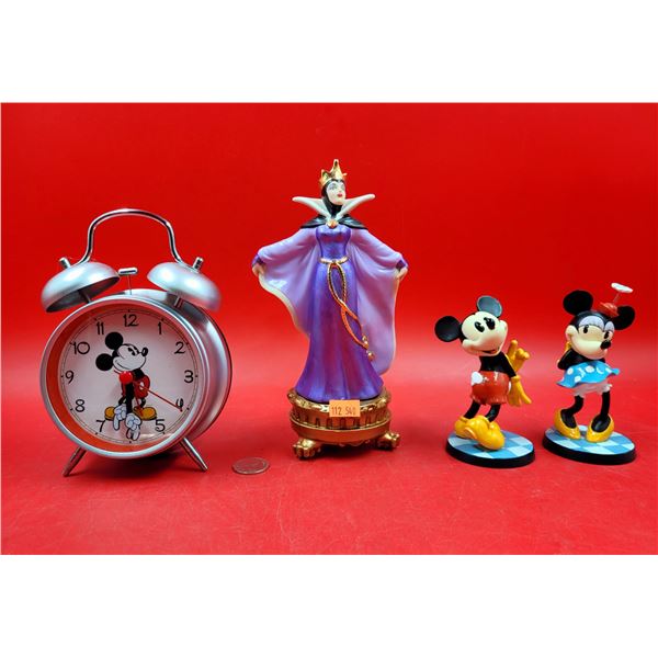 Disney Alarm Clock & Figures (Evil Queen, Mickey, & Minnie)