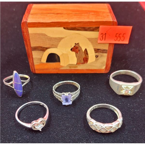 5 Sterling Rings w/ Stone Accents
