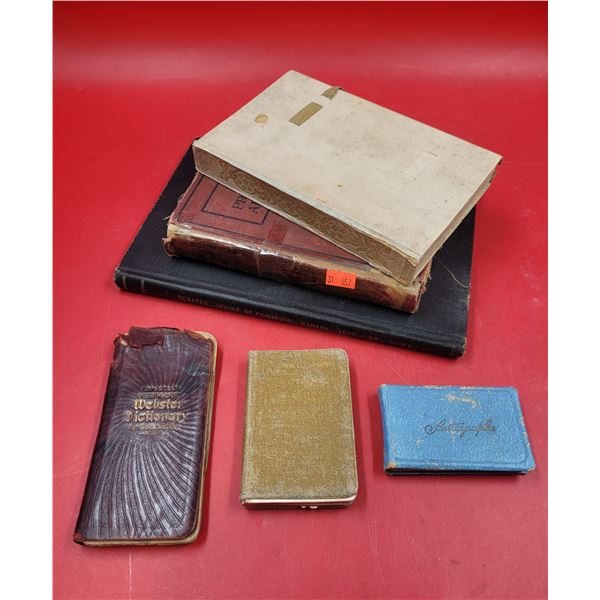 Antique 1900-1920s Books w/ Webster Dictionary