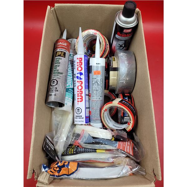 Box of New Tape, Sealant, Zip Ties, & More