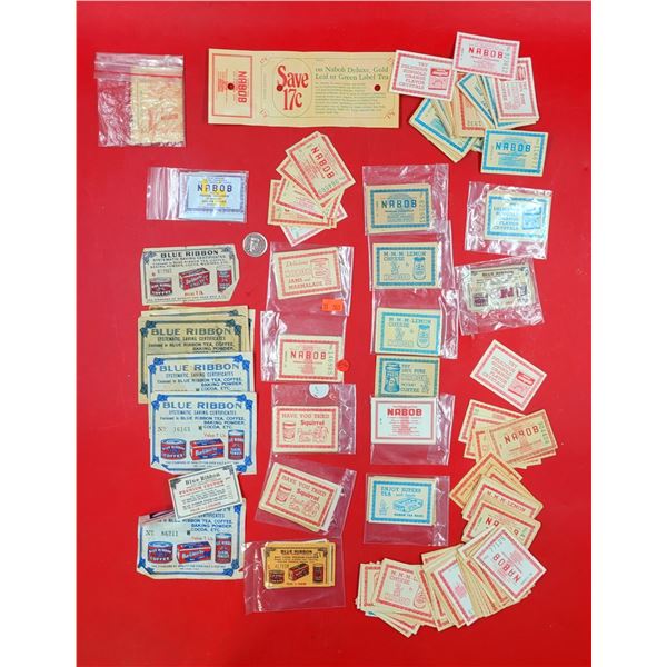 Lot of VTG Blue Ribbon & Nabob Coupons