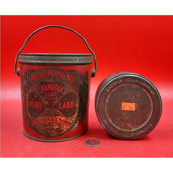 VTG 1920 Lard Tin & 1930 Kodak Film Tin
