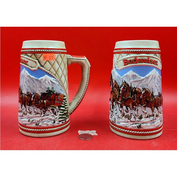 2 Ceramarte Budweiser Clydesdales Steins Made in Brazil