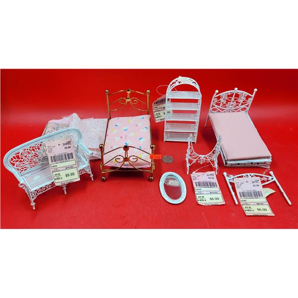 Lot of Assorted Doll Furniture w/ Beds, Bench, Shelf, & More