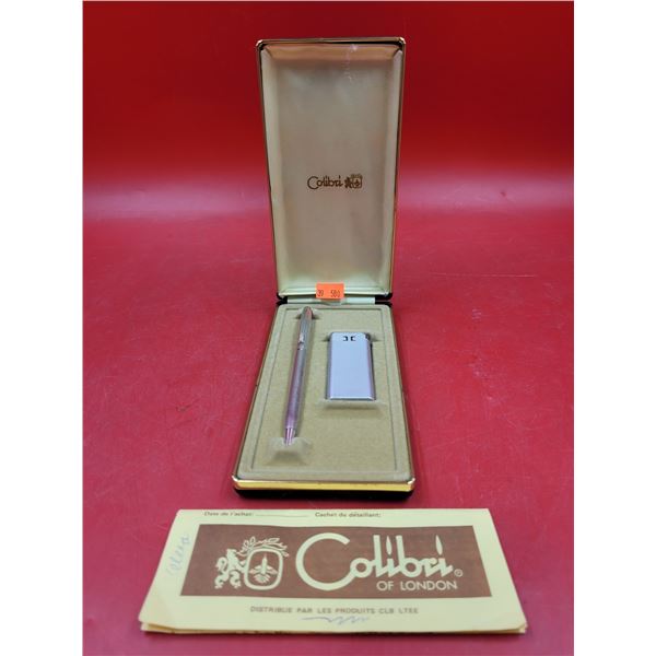 VTG Colibri of London Ballpoint Pen & Lighter Gift Set