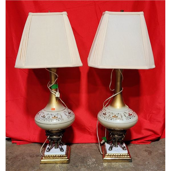 VTG Pair of Lamps Made in France w/ Shades