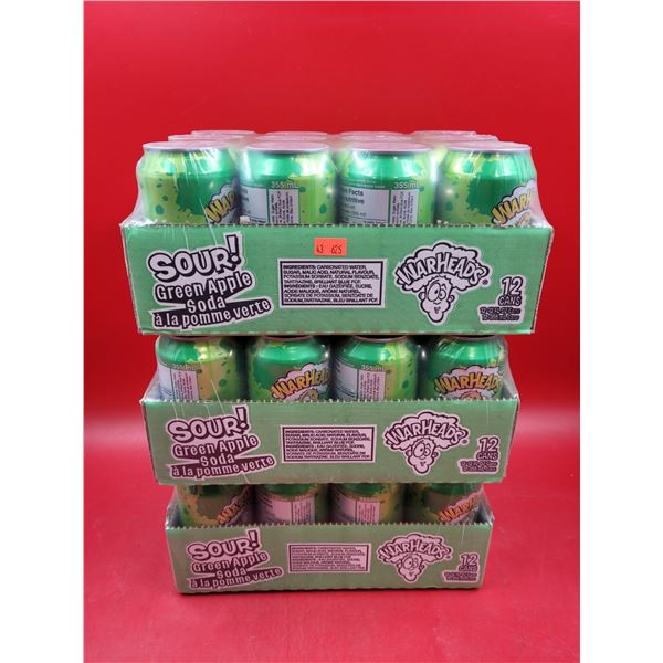 3 Cases of Warheads Sour! Green Apple Soda