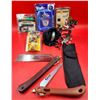 Image 1 : Camping & Hunting Lot w/ Folding Saws, Lantern, Archery Bow Accessory Mount, & More