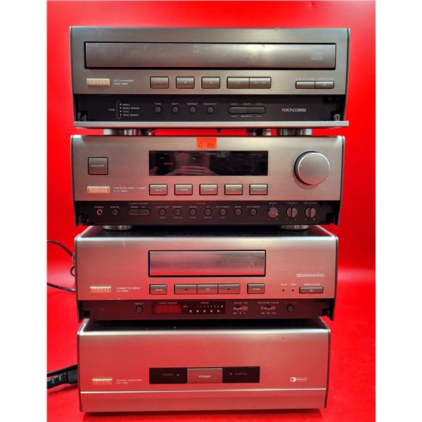 Lot of Yamaha Stereo Equipment w/ CD Changer, Preamplifier/Tuner, Cassette Deck, & Power Amplifier