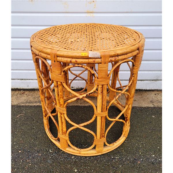 Bamboo & Rattan Round Woven Top Side Table