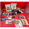 Image 1 : Collectibles Lot w/ Eaton Binoculars, Wittnauer Watch, Postcards, & More