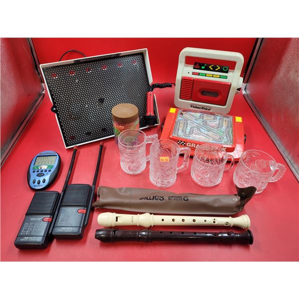 VTG Toy & Glasses Lot w/ Fisher-Price Tape Recorder, Lite Brite, Walkie Talkies, & More