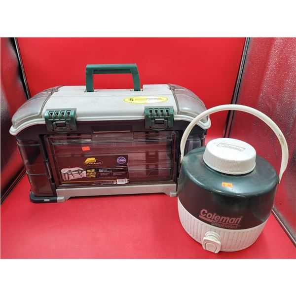 Plano Angled Fishing Supplies Storage System & Coleman Cooler Jug