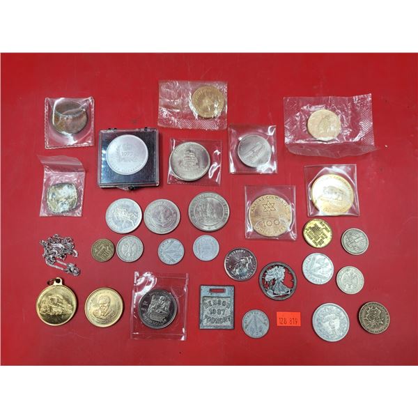 Collectibles Lot w/ Canada & BC Centennial Tokens, French Coins, & More