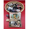 Image 1 : Collectibles Lot w/ Metal Belt Buckle, Collector's Spoons, Cigarette Tins, & More