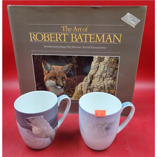 Pair of Robert Bateman Mugs by McIntosh & The Art of Robert Bateman Book by Peterson & Derry