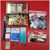 Image 1 : Lot of VTG Sewing Supplies w/ Buttons, Fasteners, Bobbins, Nylon Mending Thread, & More