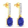 Image 3 : 14KT Yellow Gold 1.24ctw Tanzanite and Diamond Earrings