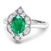 Image 2 : 14KT White Gold 1ctw Zambian Emerald and Diamond Ring