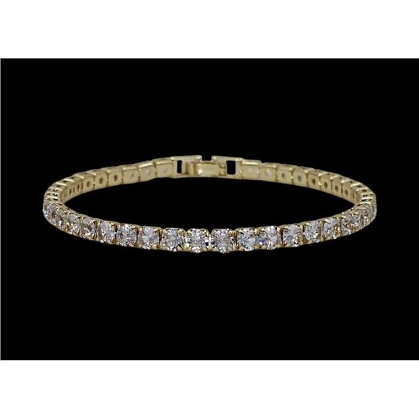 14KT Yellow Gold Plated Lab Simulated Diamond Tennis Bracelet