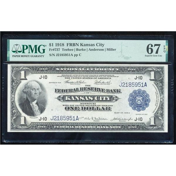 1918 $1 Kansas City FRBN PMG 67EPQ