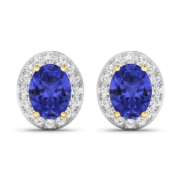 14KT Yellow Gold 2.18ctw Tanzanite and Diamond Earrings