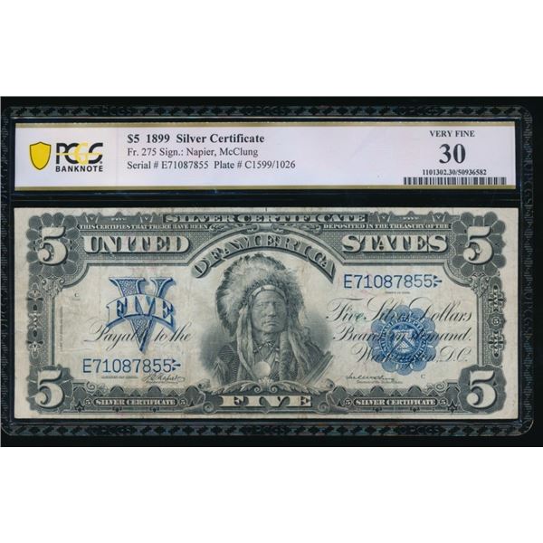 1899 $5 Chief Silver Certificate PCGS 30