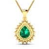 Image 3 : 14KT Yellow Gold 2.85ctw Zambian Emerald and Diamond Pendant
