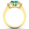 Image 4 : 14KT Yellow Gold 3.14ctw Zambian Emerald and Diamond Ring
