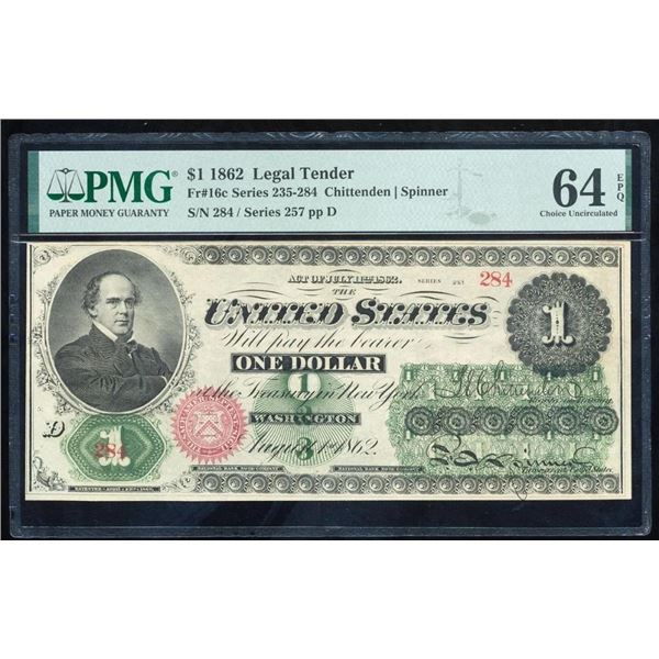 1862 $1 Legal Tender Note PMG 64EPQ