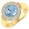 14KT Yellow Gold 1.9ct Aquamarine and Diamond Ring